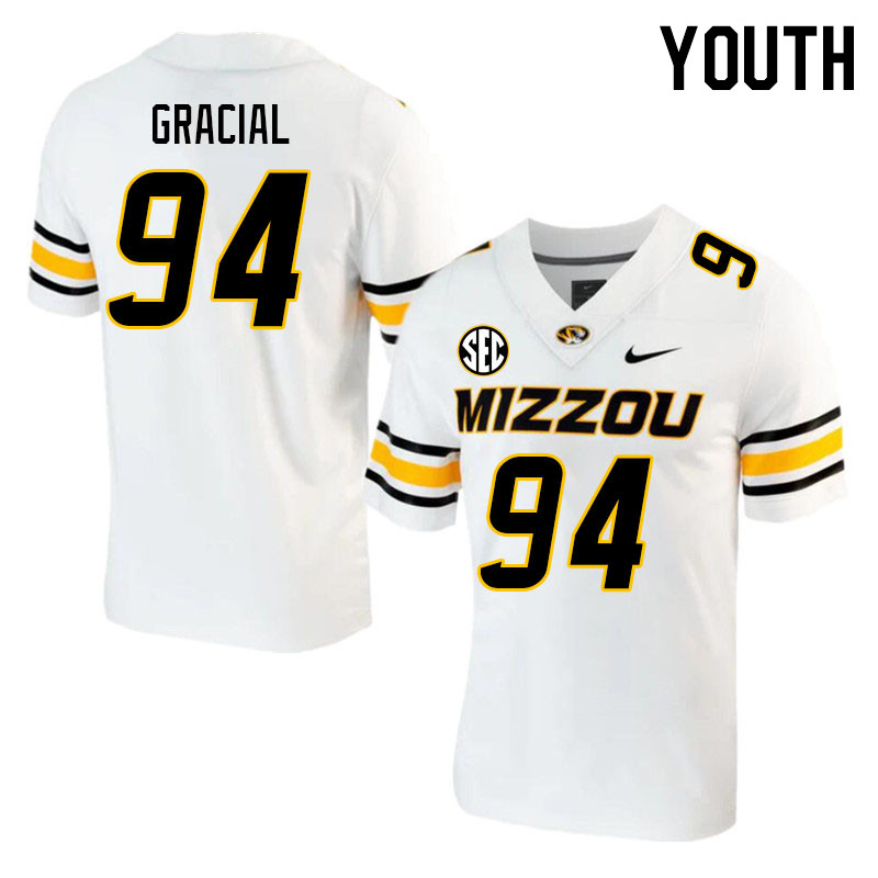 Youth #94 Marquis Gracial Missouri Tigers College 2023 Football Stitched Jerseys Sale-White - Click Image to Close